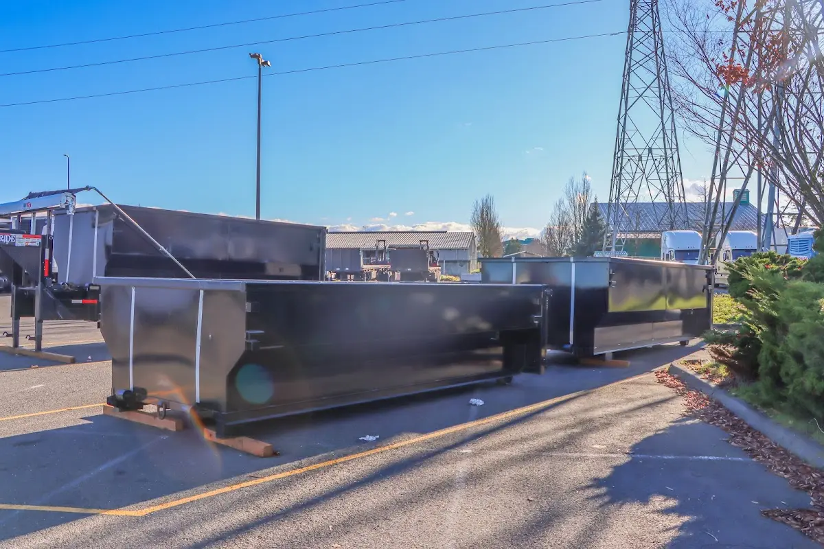Roll-off dumpster ready for waste disposal at job site for Demolition Dumpster Rental in North St. Paul